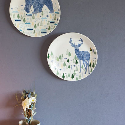 Majestic Deer Printed Multicolor Decorative Wall Plate | 8 inches