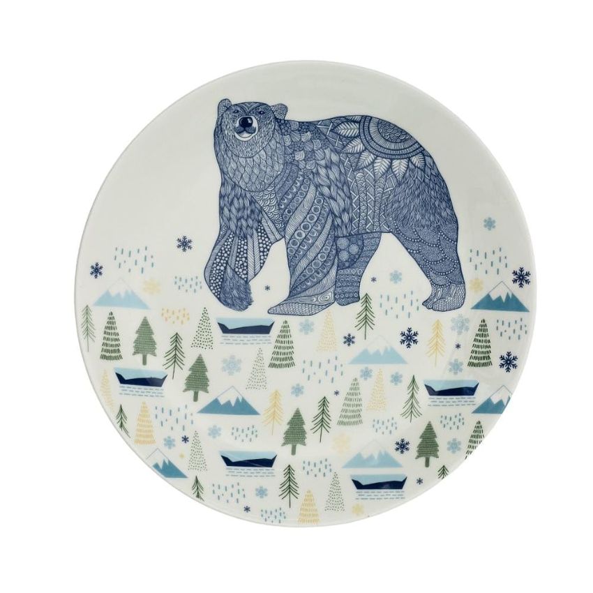 Bold Bear Printed Multicolor Decorative Wall Plate | 8 inches