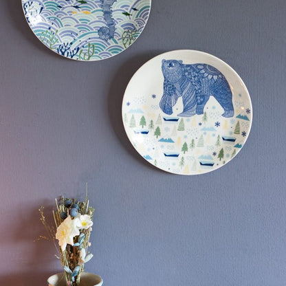 Bold Bear Printed Multicolor Decorative Wall Plate | 8 inches