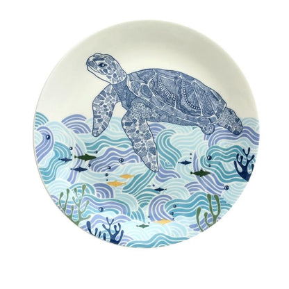 Whimsical Turtle Printed Multicolor Decorative Wall Plate | 8 inches