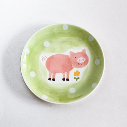 Playful Pig Printed Multicolor Decorative Wall Plate | 8 inches