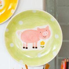 Playful Pig Printed Multicolor Decorative Wall Plate | 8 inches