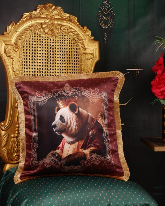 Bear Patterned Fine Satin Cushion Cover | 16x16 inch Bear 2