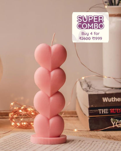 Romance Heart Shaped Pillar Candle | 2.5 x 4 x 15.2 cm / 1 x 1.6 x 6 inches