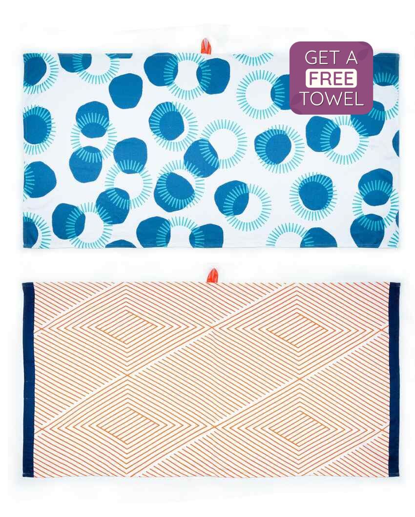 Circles And Tangerine Dream Bamboo Bath Towels | Set Of 2 | 55 X 27 inches