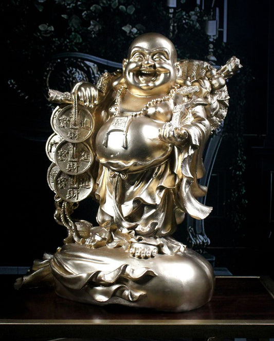 Golden Bliss The Laughing Buddha's Polyresin Showpiece