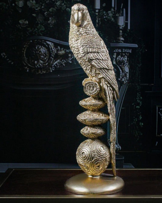Gilded Plumage The Majestic Parrot Polyresin Showpiece Golden