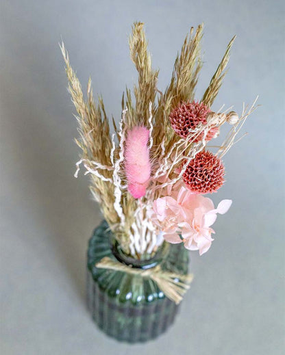 Wildflowers Natural Dried Flowers Bouquet with Glass Jar | 2 x 10 inches