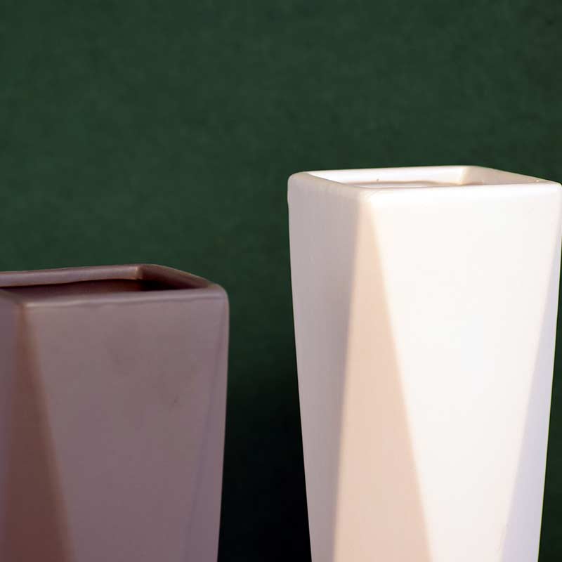 Geometric Vase White