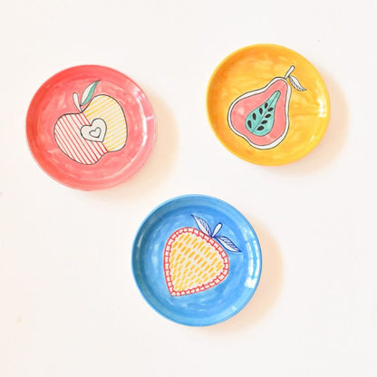 Fresh Fruit Salad Hand Painted Multicolor Decorative Wall Plate | Set of 3 | 6 inches