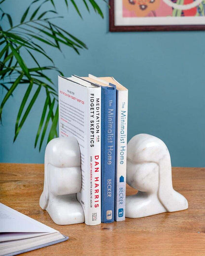 Bella Marble Stone Bookends | Set of 2 | 4 x 2 x 5 inches