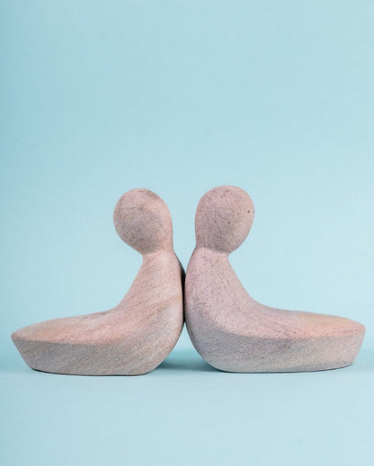 Cara Pink Stone Bookends | Set of 2 | 4 x 3 x 4 inches