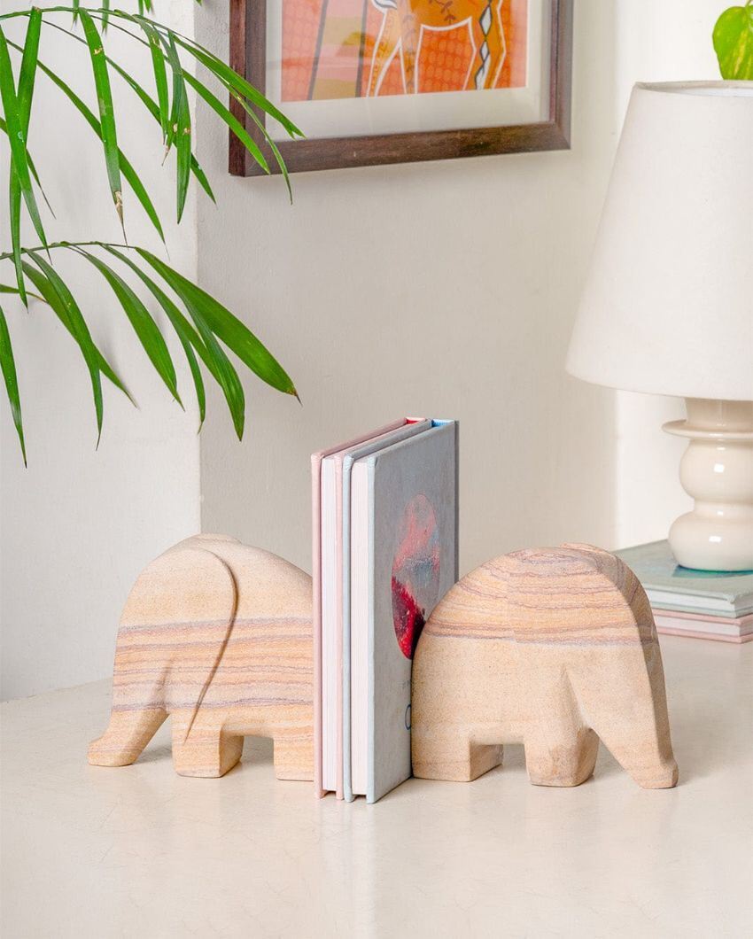 Ela Brown Stone Bookends | Set of 2 | 10 x 2 x 5 inches