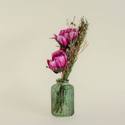 Blooms Dried Flowers Bouquet with Glass Vase | 2 x 10 inches