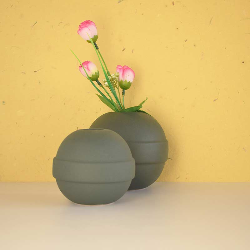 Round Vases | Set Of 2 Green