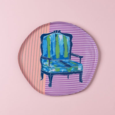 Cozy Armchair Printed Multicolor Decorative Wall Plate | 9 x 10 inches