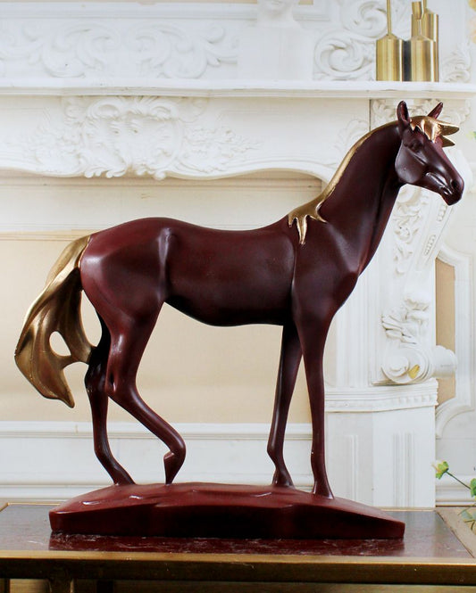 Brown Feng Shui Prosperity Poly Resin Horse Wealth And Success