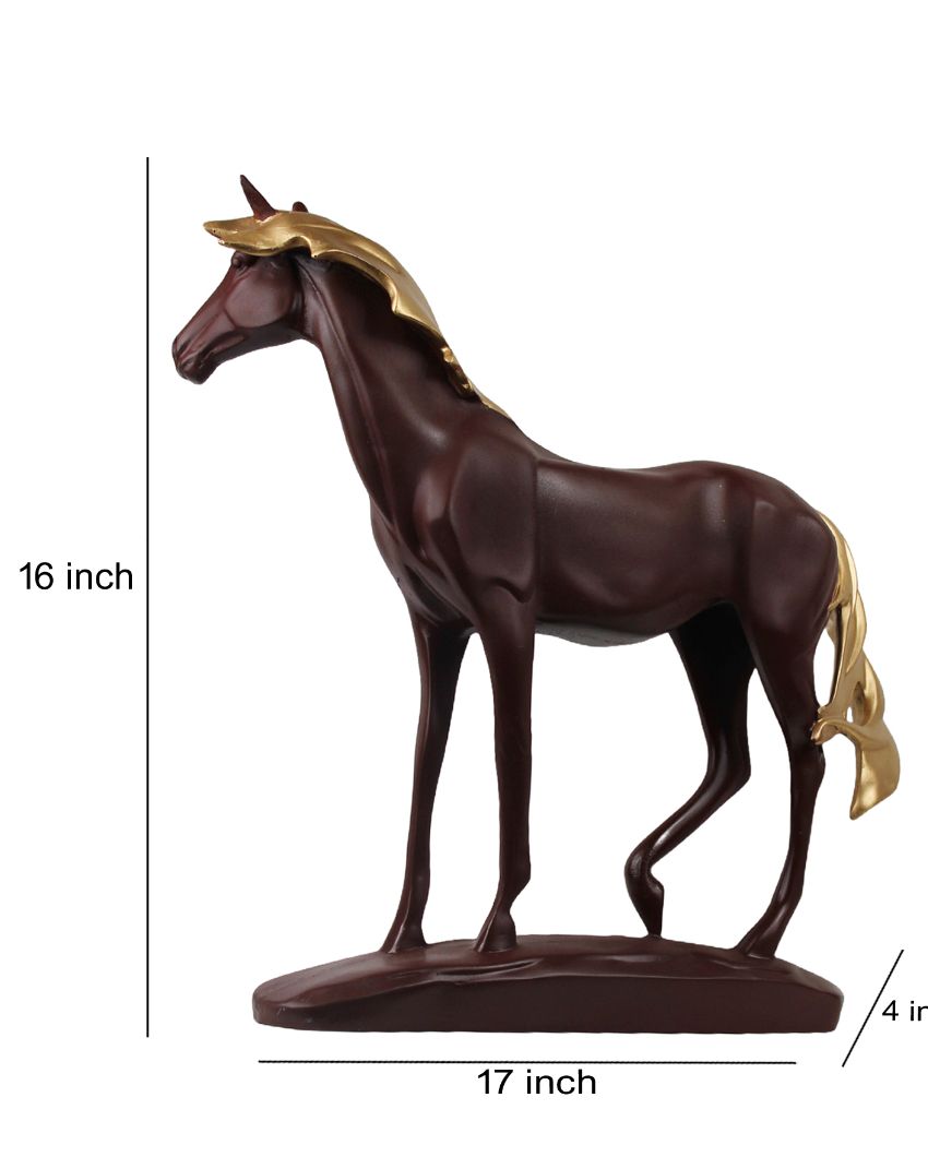 Brown Feng Shui Prosperity Poly Resin Horse Wealth And Success