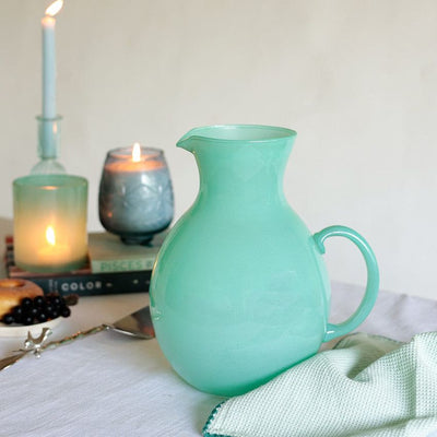 Charming Jug Shaped Teal Ceramic Flower Vase | 4 x 9 inches