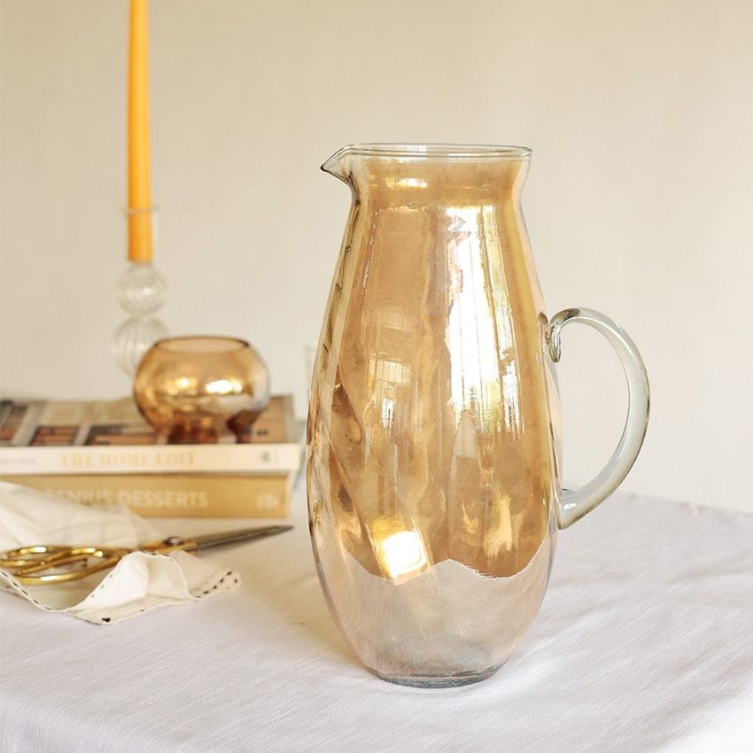 Elegant Jug Shaped Brown Glass Flower Vase | 4 x 12 inches