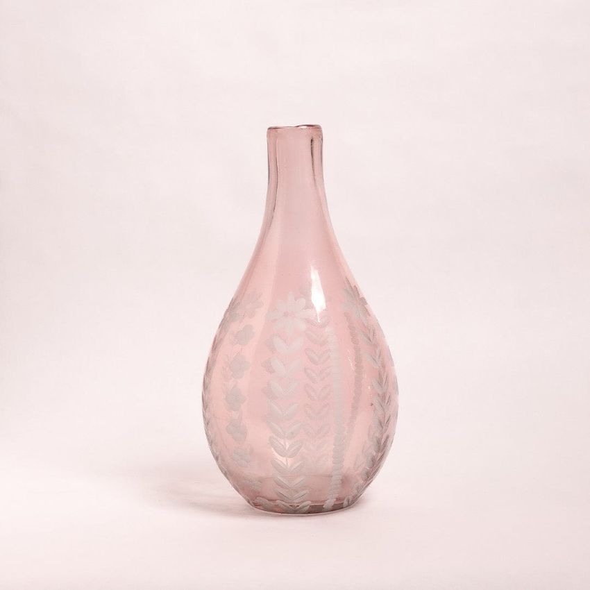 Charming Pink Glass Flower Vase | 6 x 11 inches