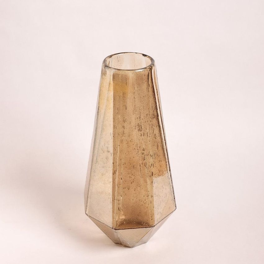 Warm Brown Glass Flower Vase | 3 x 14 inches