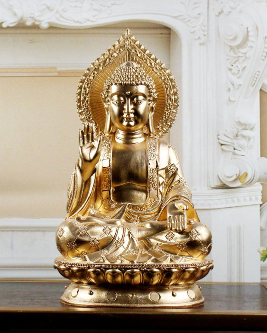 Buddha Meditation And Peace Poly Resin Statue With Blessing Hand Position