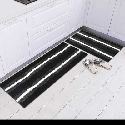 Elegant Design Microfiber Crafted Runner with Door Mat | Pack of 2