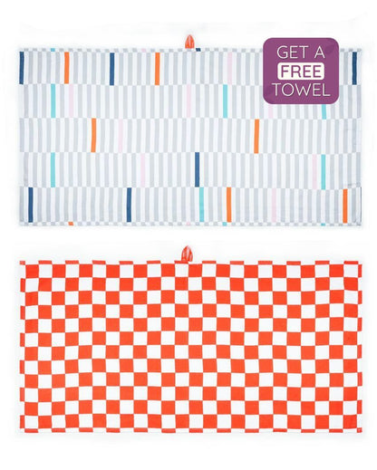 Piano Pop And Citrus Checkered Bamboo Bath Towels | Set Of 2 | 55 X 27 inches