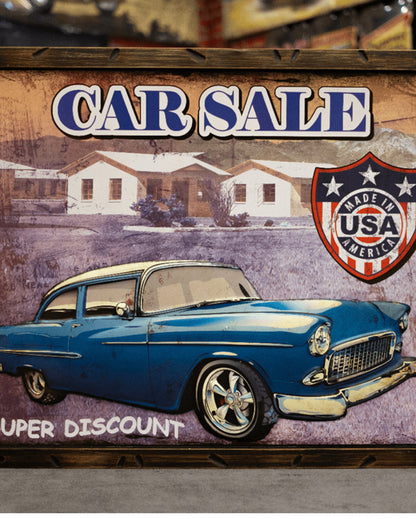 Blue Chevy Bel Air 1957 Retro Wall Frame | 53 x 43 cm/21 x 17 inches