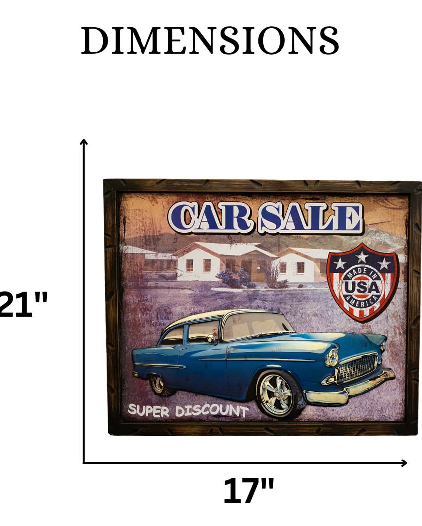 Blue Chevy Bel Air 1957 Retro Wall Frame | 53 x 43 cm/21 x 17 inches