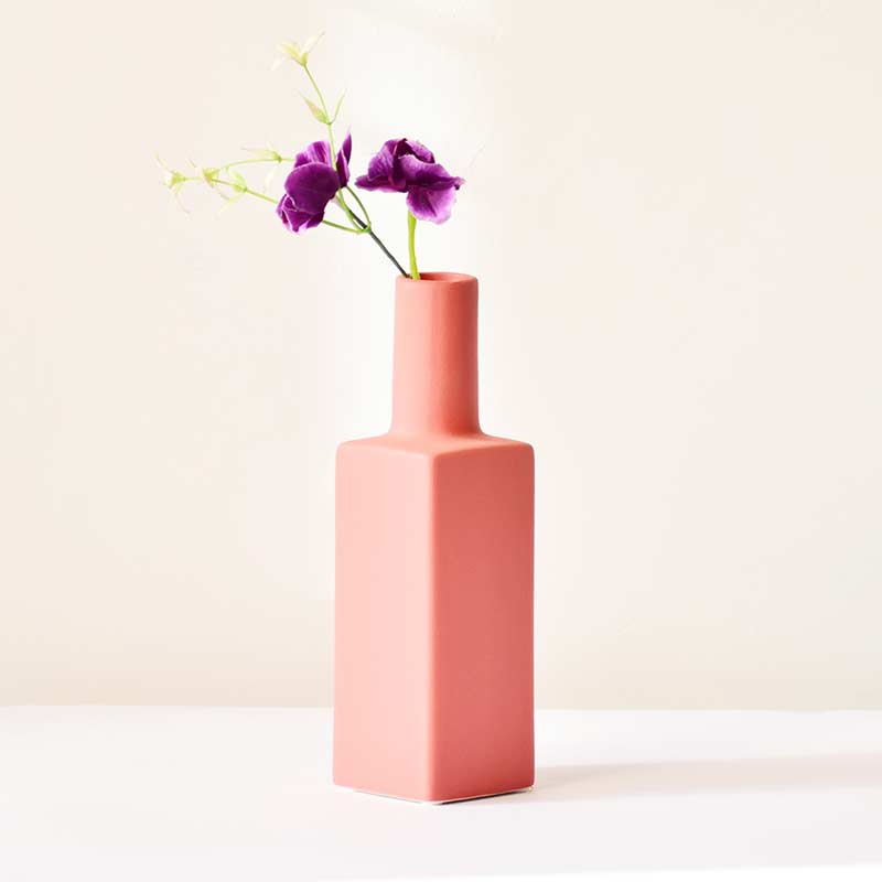 Square Bottle Vase Pink