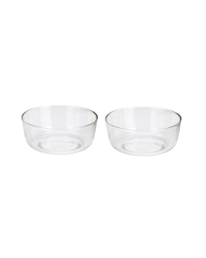 Modern Clear Glass Two Bowls with One Snack Plate Combo | Set of 3 | 700 ML