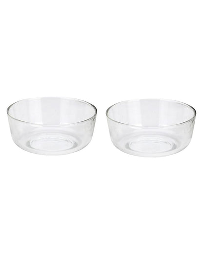 Modern Clear Glass Two Bowls with One Snack Plate Combo | Set of 3 | 700 ML