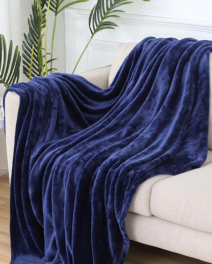 Classic Navy Blue Velvet Throw