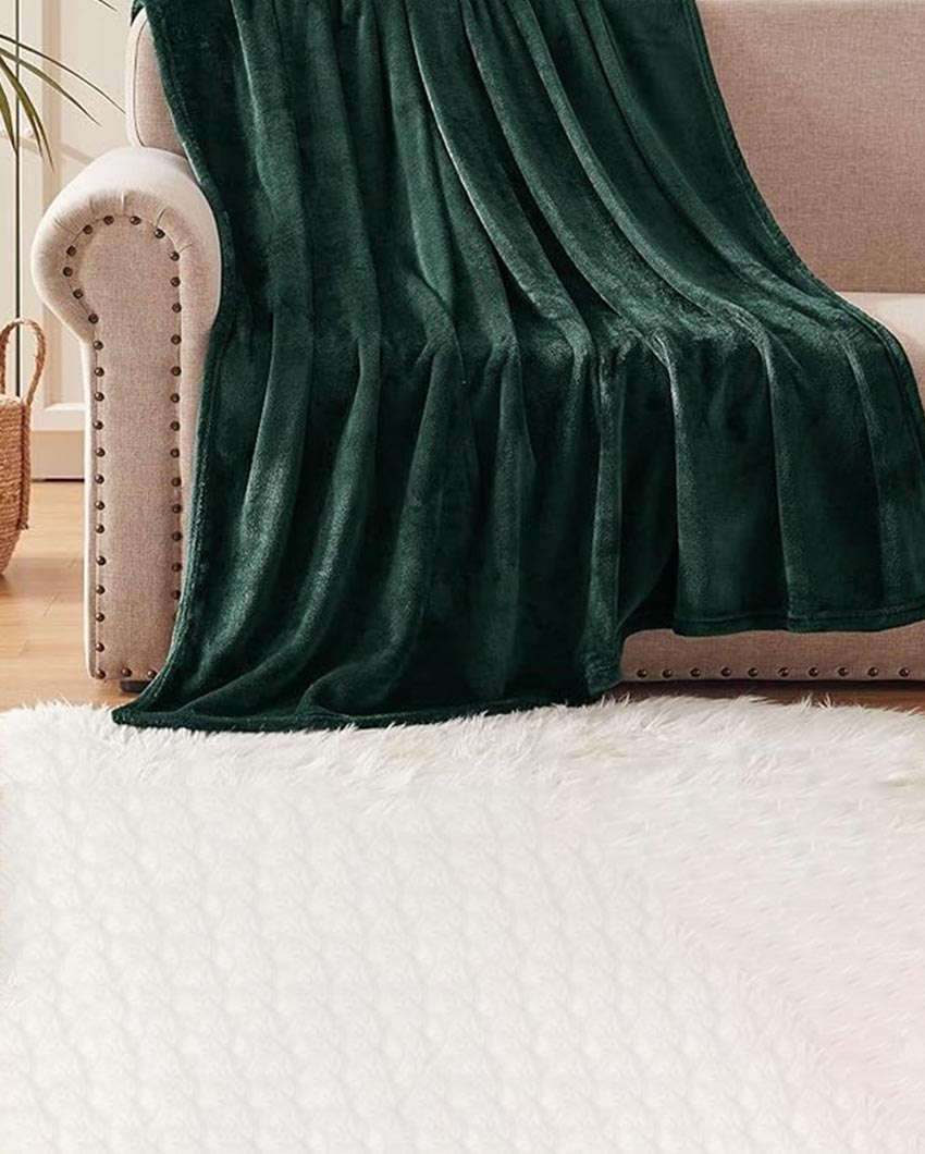 Serene Olive Green Velvet Throw