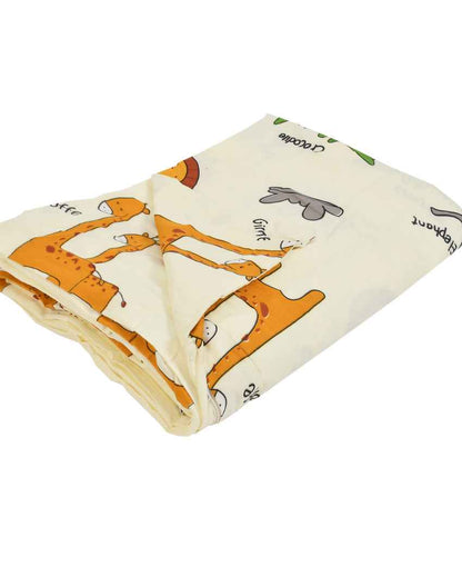 Off-White Animal Printed Kids Comfy Quilts Cover With Zipper