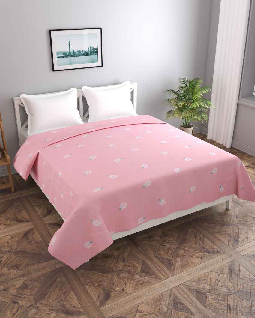 Pink Ground Printed Kids Comfy Quilts Cover With Zipper