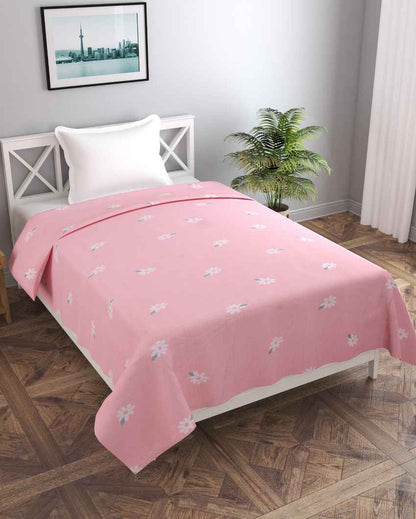 Pink Ground Printed Kids Comfy Quilts Cover With Zipper