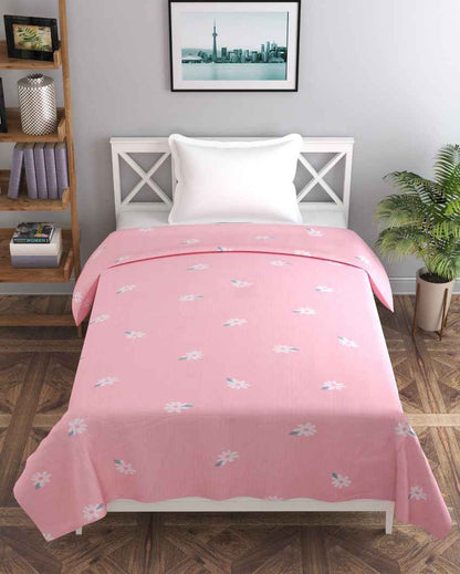 Pink Ground Printed Kids Comfy Quilts Cover With Zipper