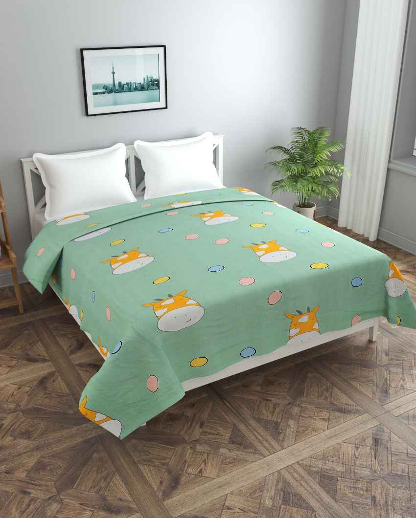 Green Moke Printed Kids Comfy Quilts Cover With Zipper