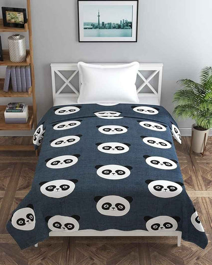 Black Panda Printed Kids Comfy Quilts Cover With Zipper