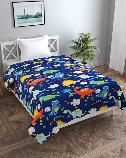 Blue Dinosaur Printed Kids Comfy Quilts Cover With Zipper