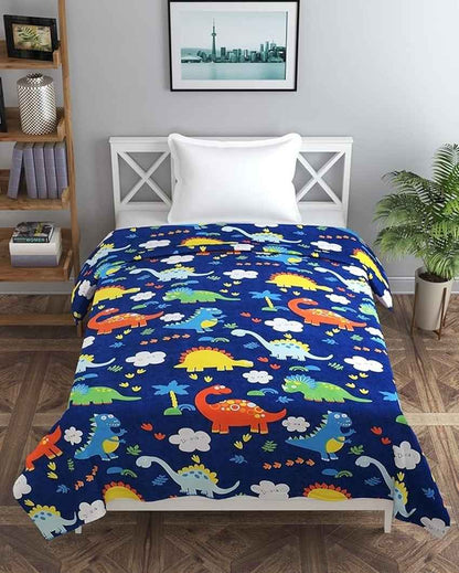 Blue Dinosaur Printed Kids Comfy Quilts Cover With Zipper