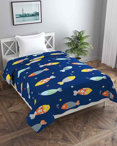 Blue Fish Printed Kids Comfy Quilts Cover