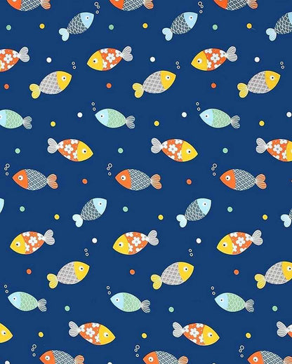 Blue Fish Printed Kids Comfy Quilts Cover With Zipper