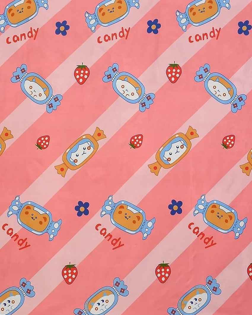 Pink Candy Printed Kids Comfy Quilts Cover With Zipper