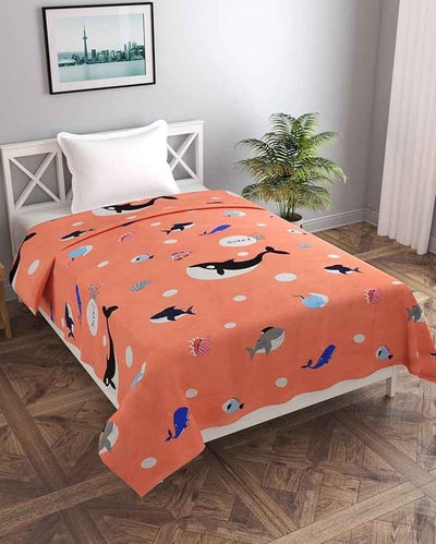 Pink Dolphin Printed Kids Comfy Quilts Cover With Zipper