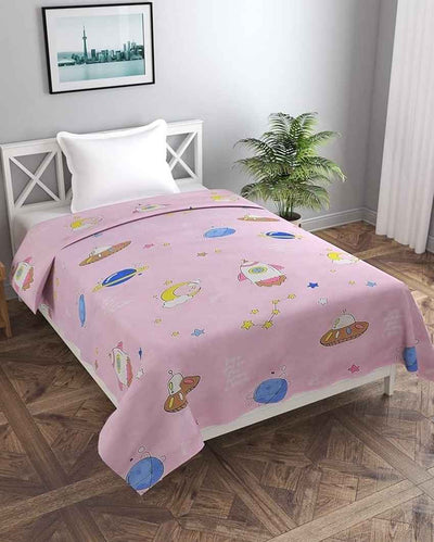 Pink Satellite Printed Kids Comfy Quilts Cover