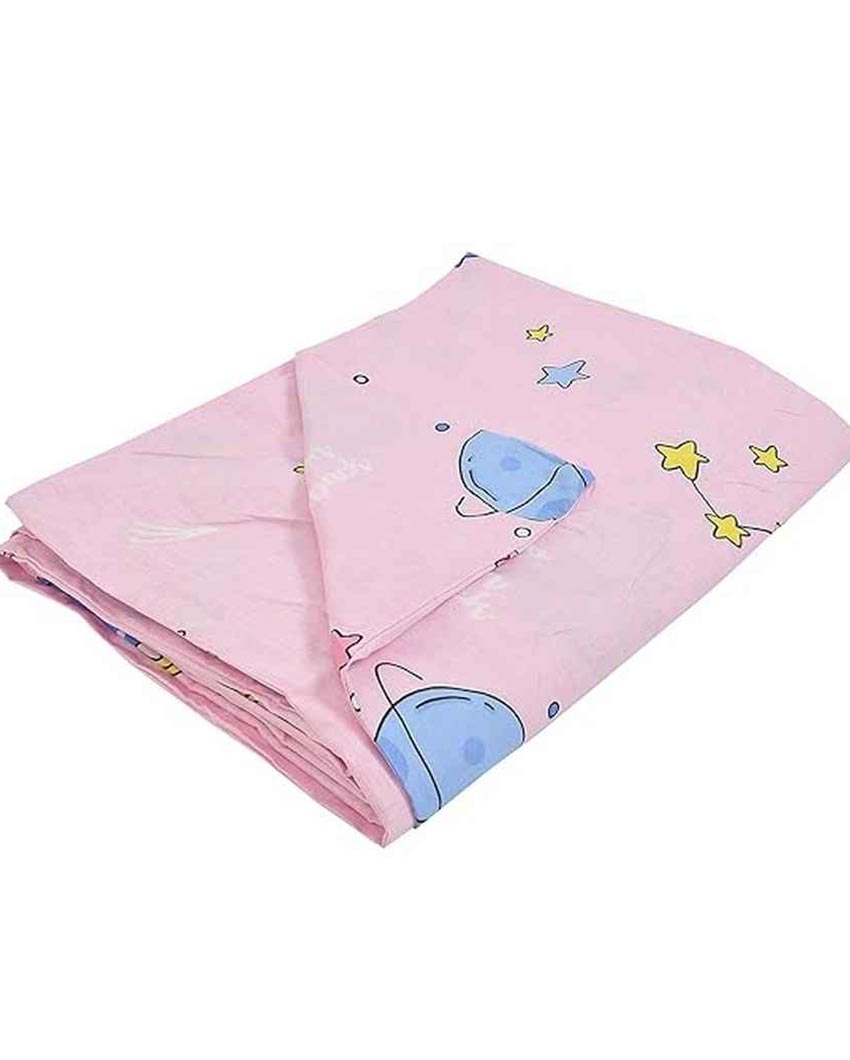 Pink Satellite Printed Kids Comfy Quilts Cover With Zipper